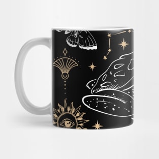 Witchy Frog Under Moon Phases, The Magician with Wizard Hat, Dark Academia Mug